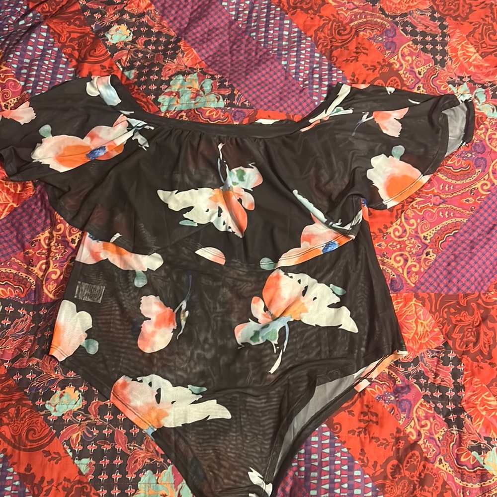 Sheer plus size bodysuit